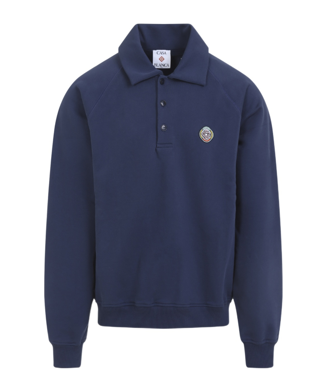 Casablanca Ribbed Neckline Sweatshirt With Cuffs And Hem In Blue