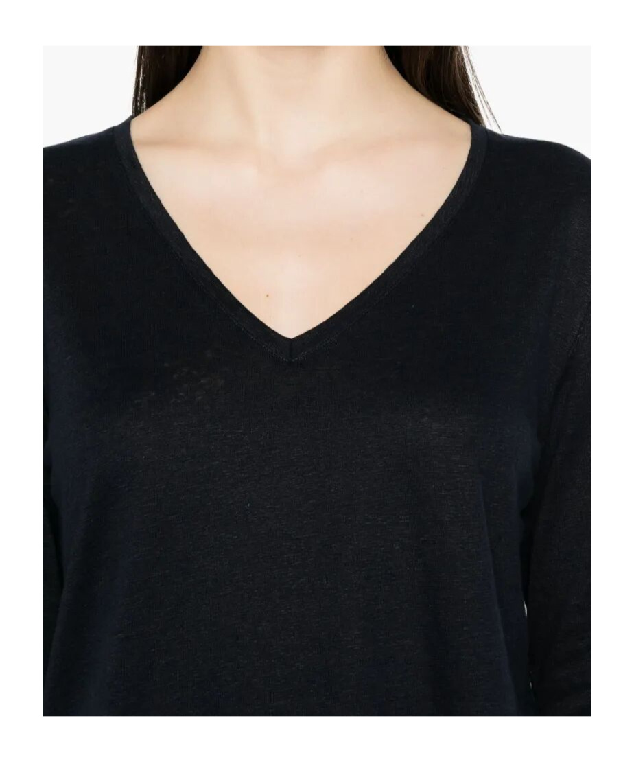 Shop Majestic V-neck Sweater In Black
