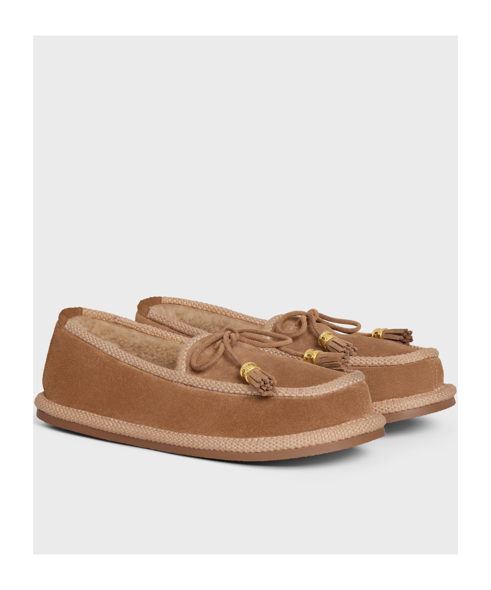 Celine Round-head Flat Shoes In Brown