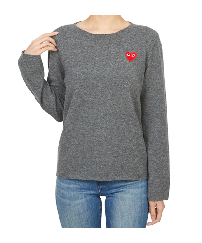 Comme Des Garçons Play Long Sleeve Sweater In Gray