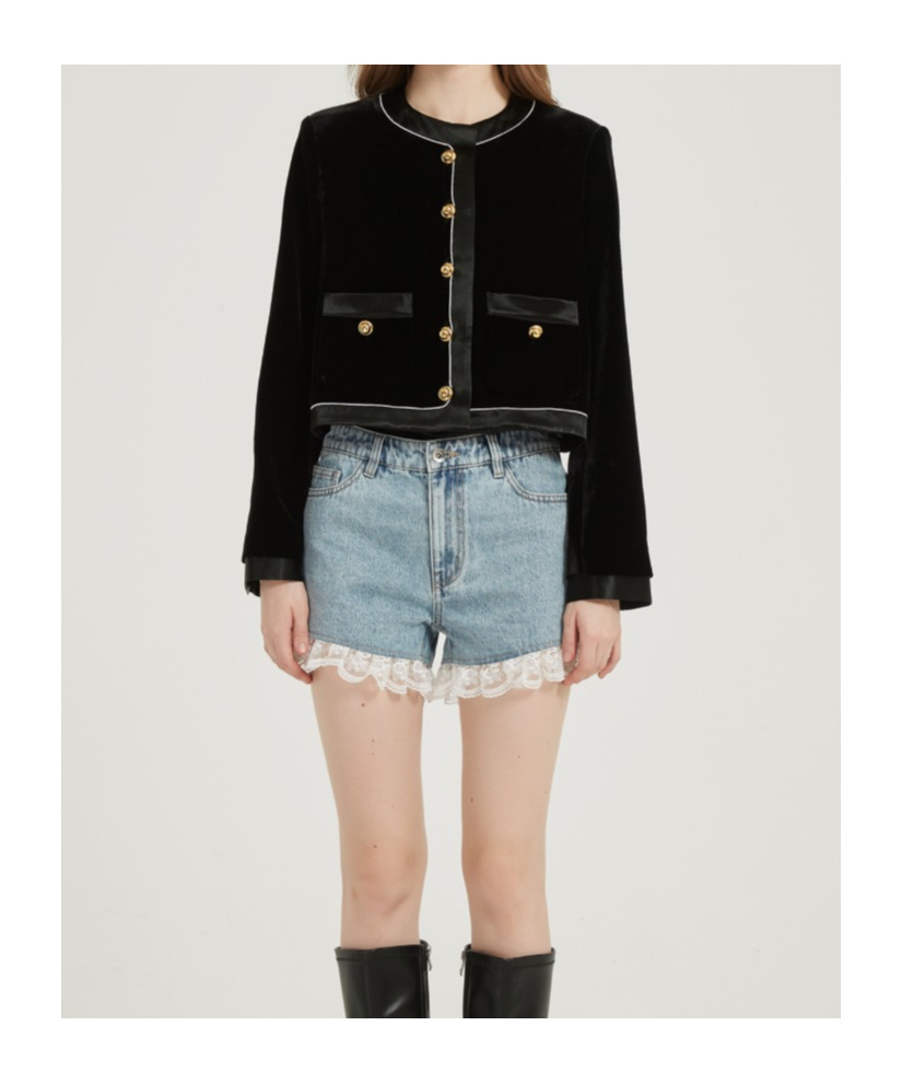 Marissa Chiara Gold-buttoned Fragrant Jacket In Black