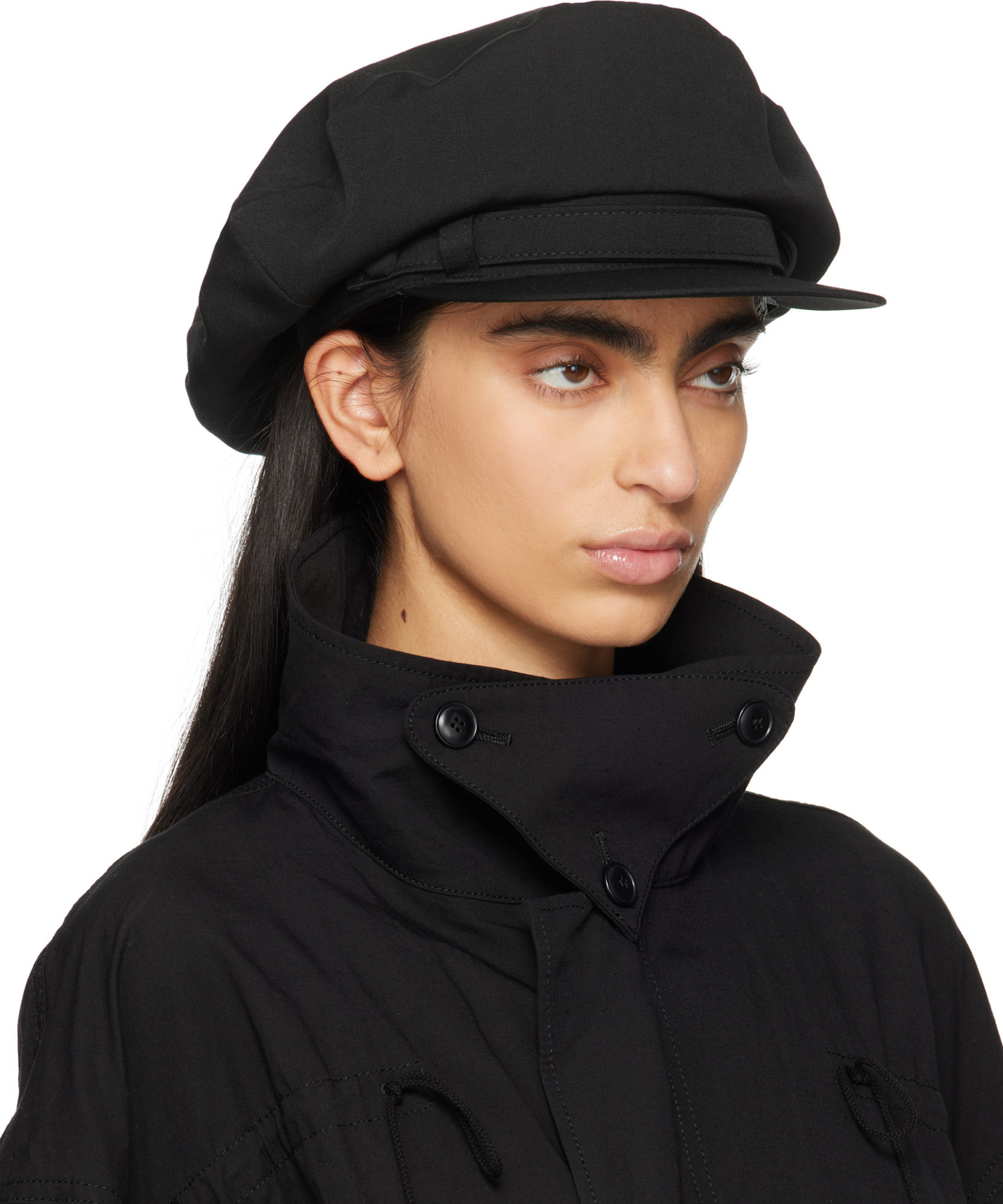 Y's Gabardine Motor Cycle Cap In Black