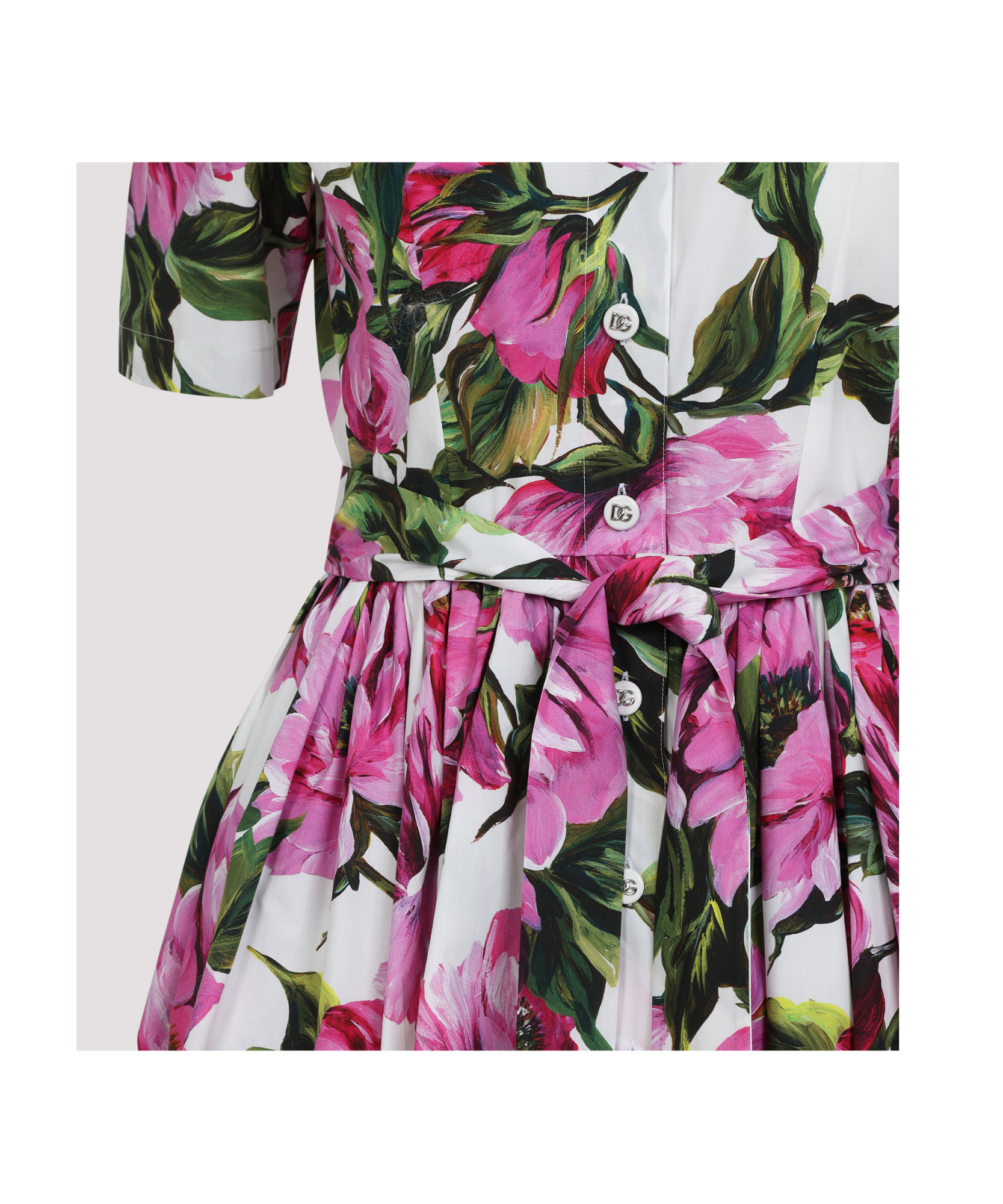 Shop Dolce & Gabbana Peonie-print Cotton Midi Dress In Multicolor