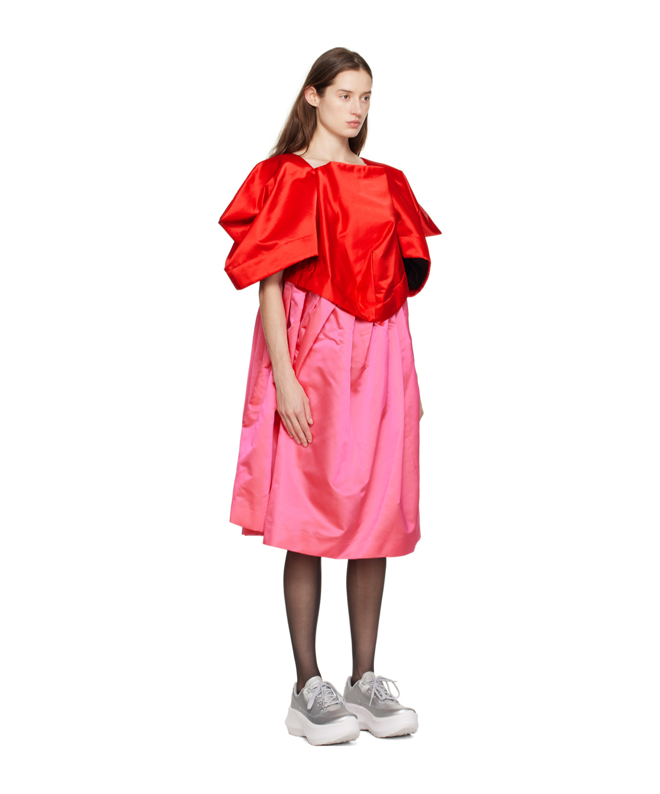 COMME DES GARÇONS COLOUR-BLOCK VOLUMINOUS MIDI DRESS