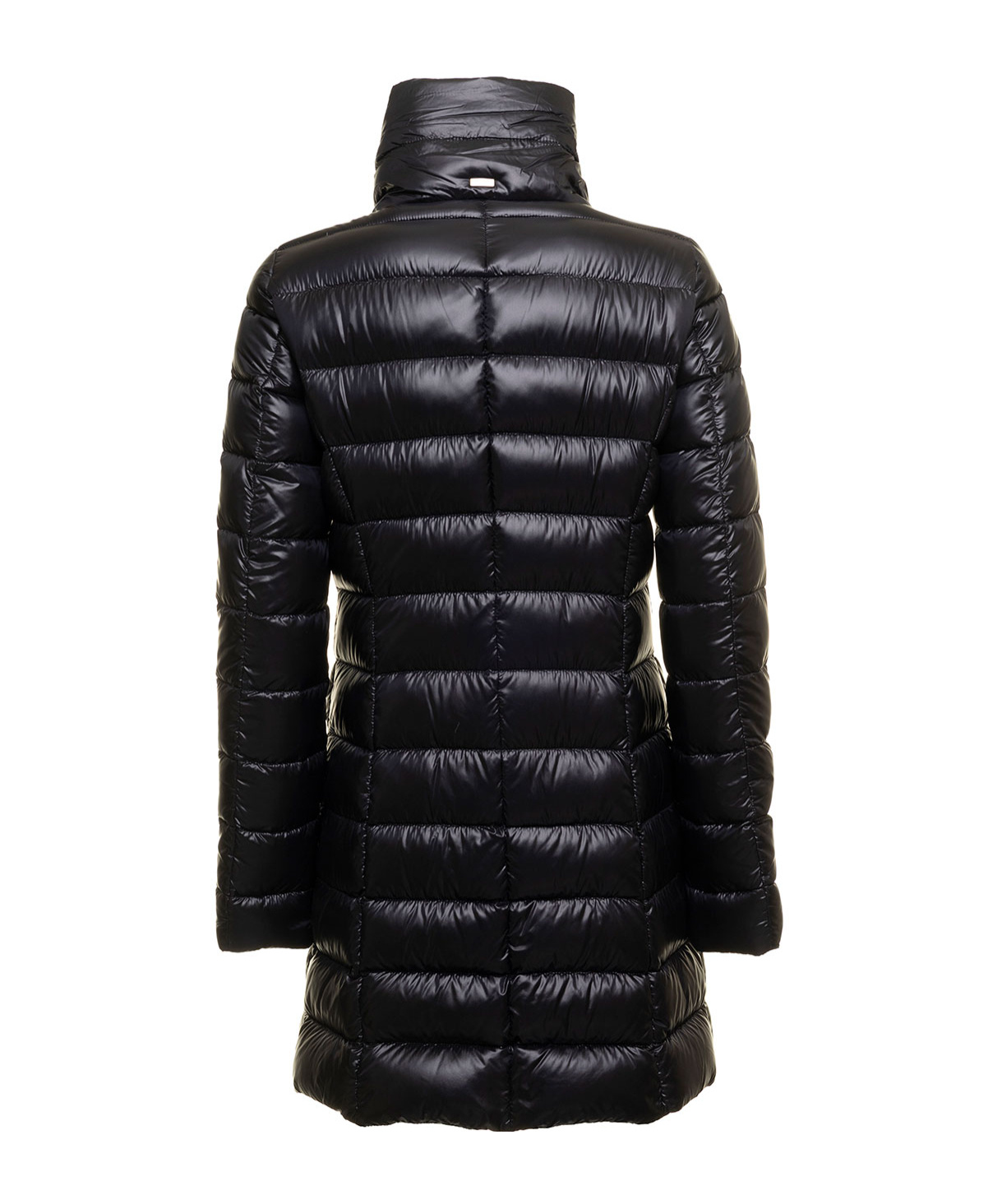 Herno Womans Maria Black Quilted Nylon Long Down Jacket In Black