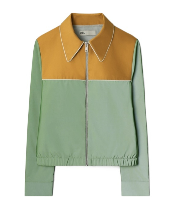 Tory Burch Colour-block Reflective Jacket In Green