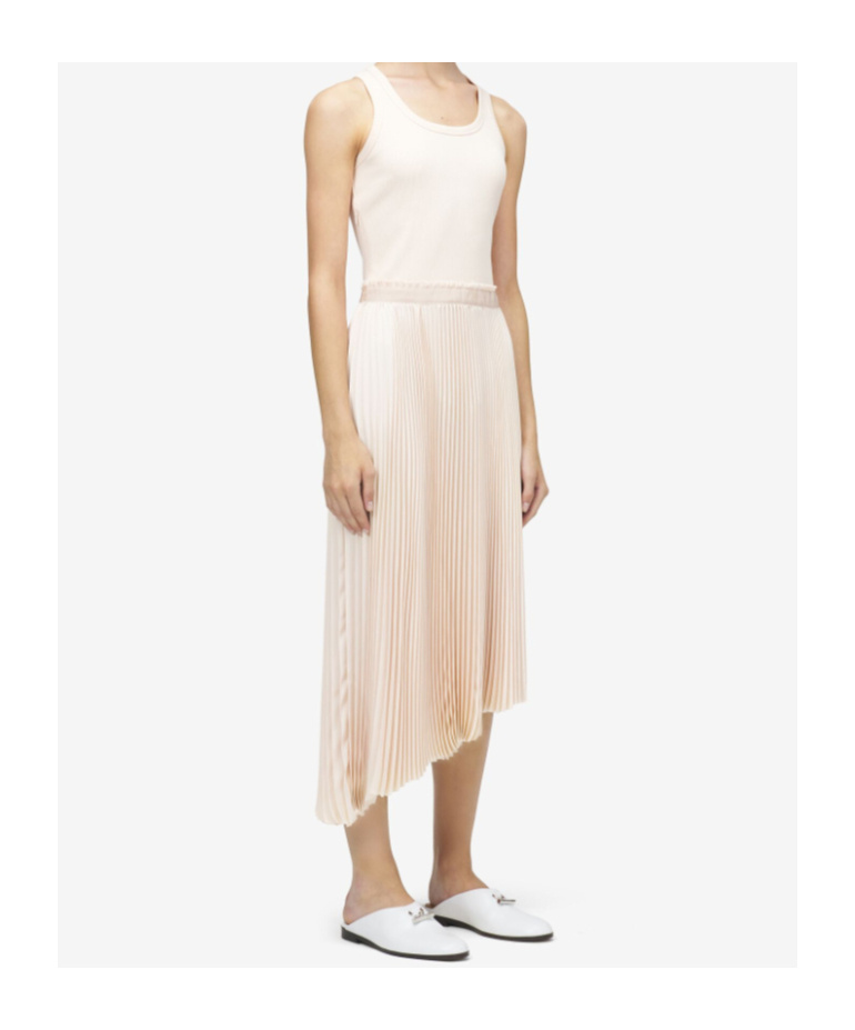 Alexander Mcqueen Women's Cotton Ribbed Asymmetric Midi Skirt Powder In White
