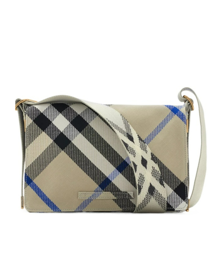 Burberry Trench Checked Crossbody Bag In Nude