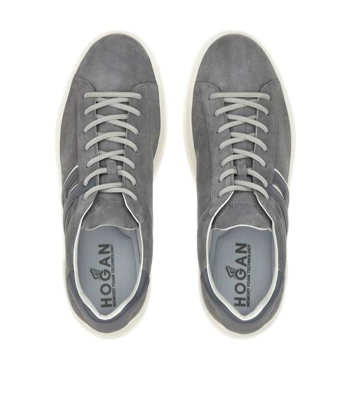 Hogan Man Sneakers Light Grey Size 9 Soft Leather In Gray
