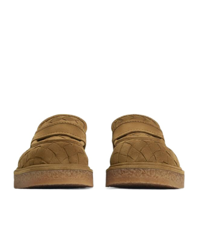 Bottega Veneta Haddock Intrecciato Suede Loafers In Brown