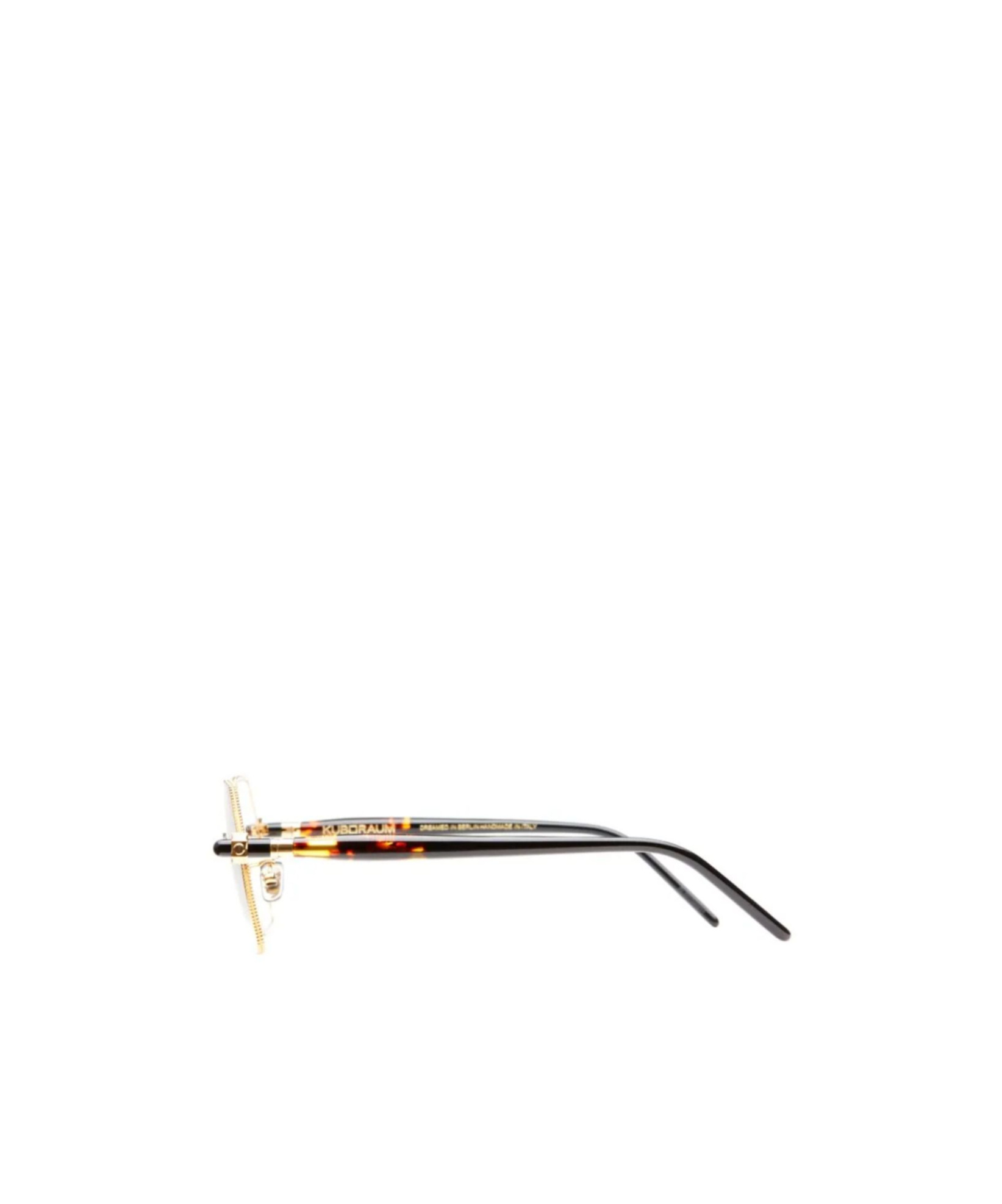 Shop Kuboraum P70 Geometric-frame Glasses In Gold Deep Havana Black Glow