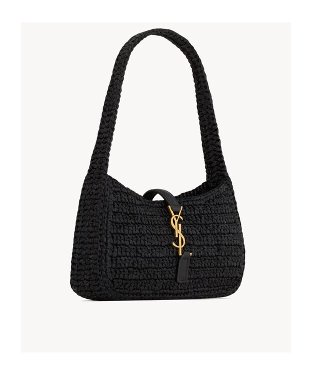 Saint Laurent Mini Le 5 À 7 In Raffia In Black