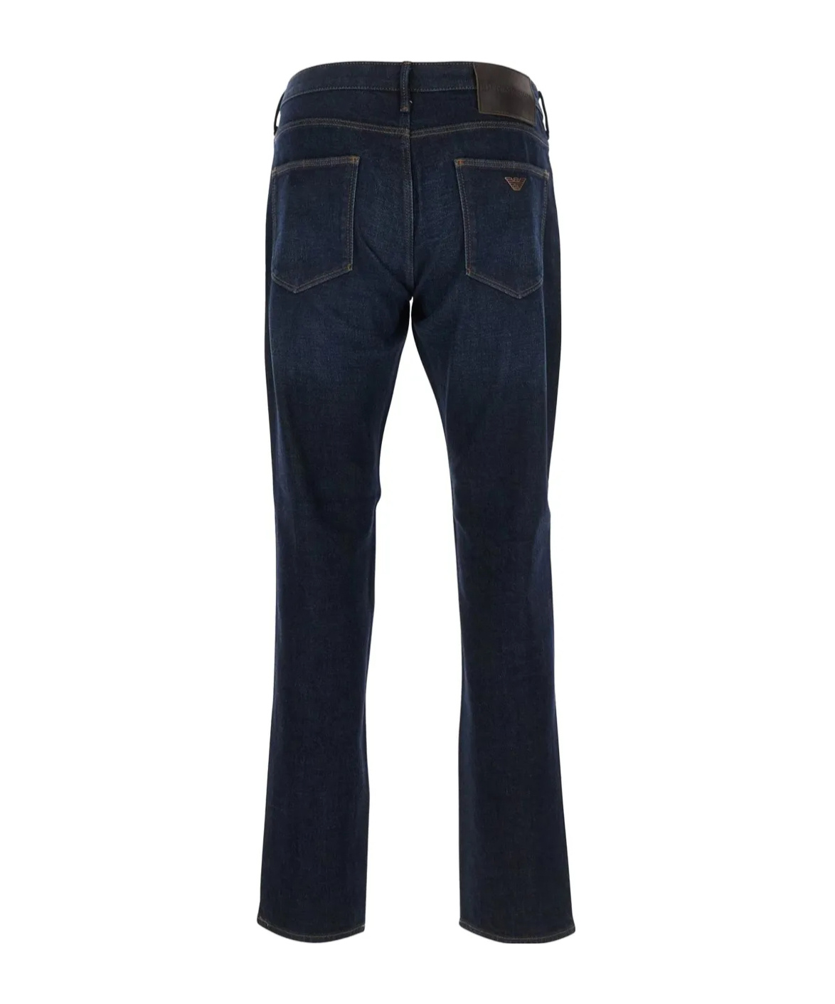 Emporio Armani Blue Five Pocket Jeans With Logo Patch On The Back In Black