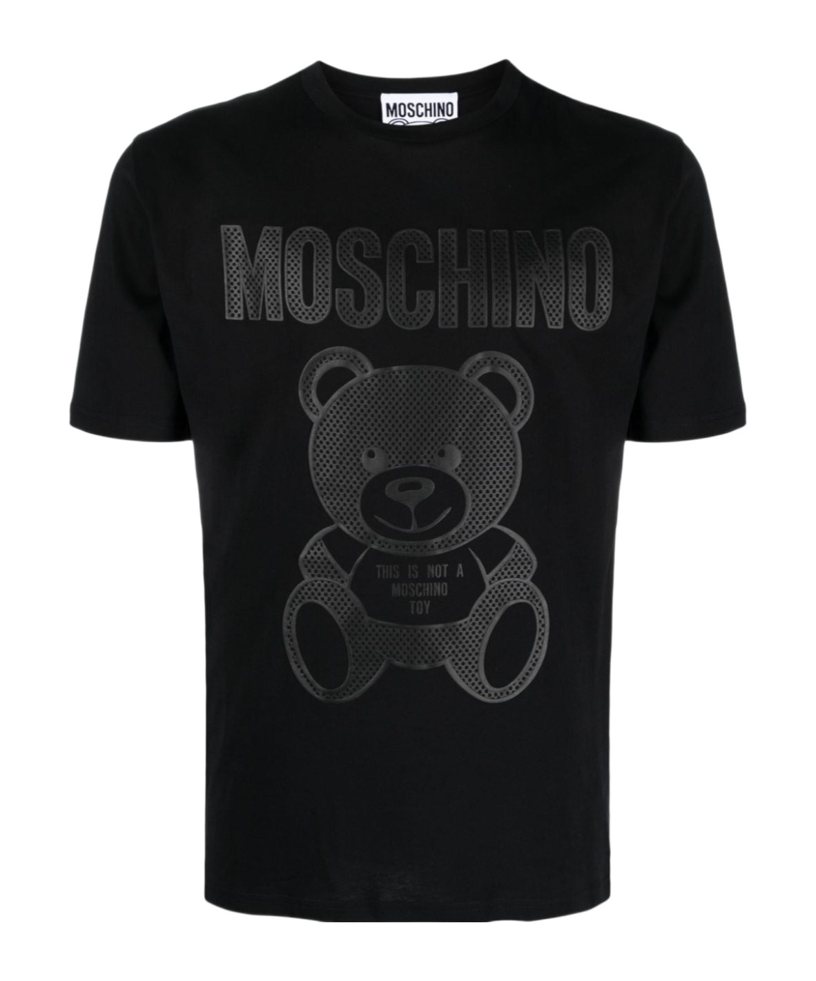 Moschino Teddy Bear Rubberised Cotton T-shirt In Black