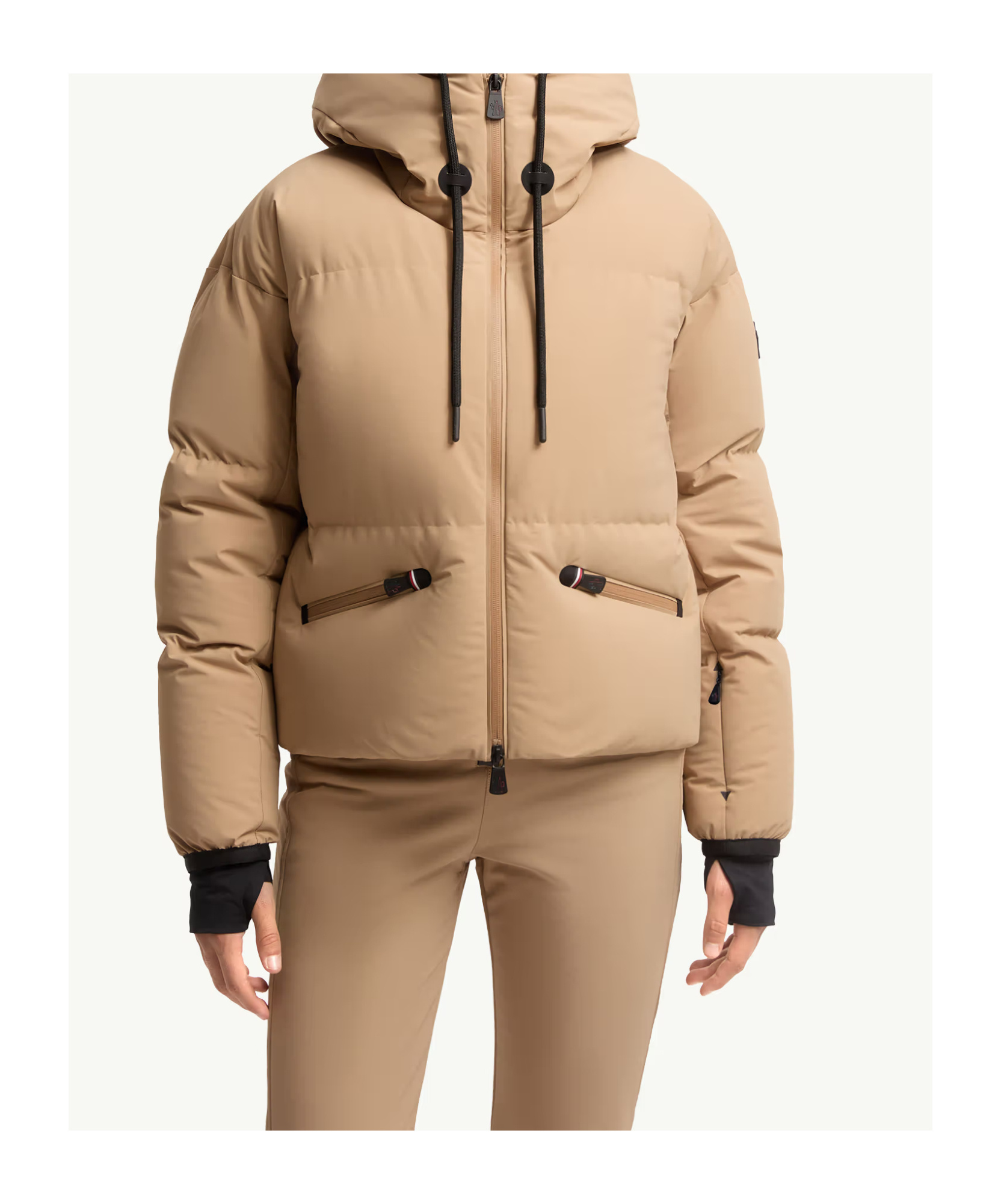 Moncler Allesaz Hooded Down Ski Jacket In Neutral