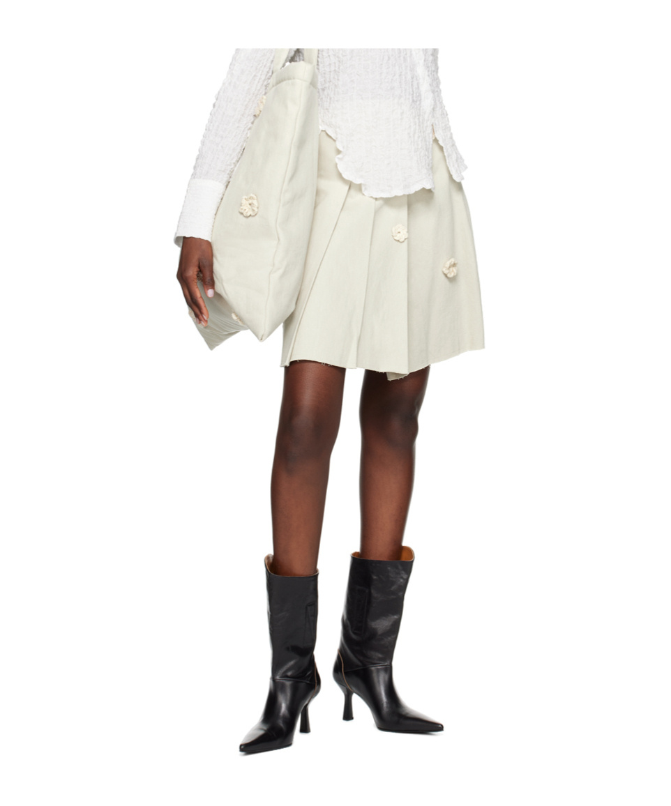 Song For The Mute Beige Daisy Miniskirt In White
