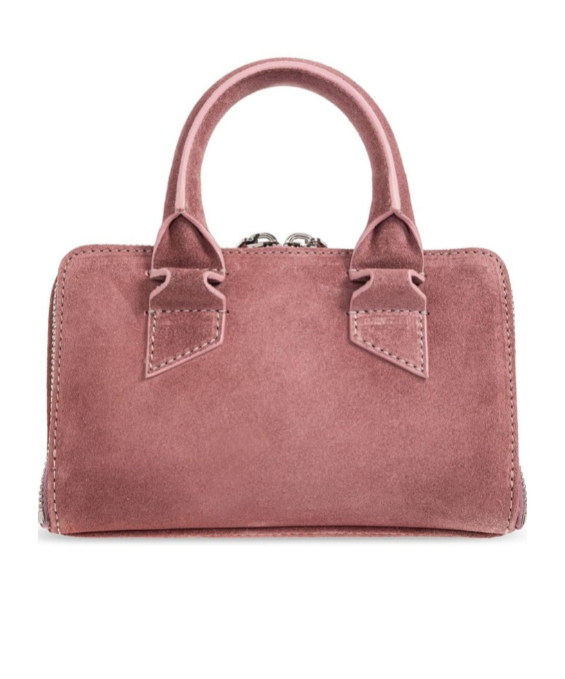 Attico Mini Friday Suede Top Handle Bag In Pink