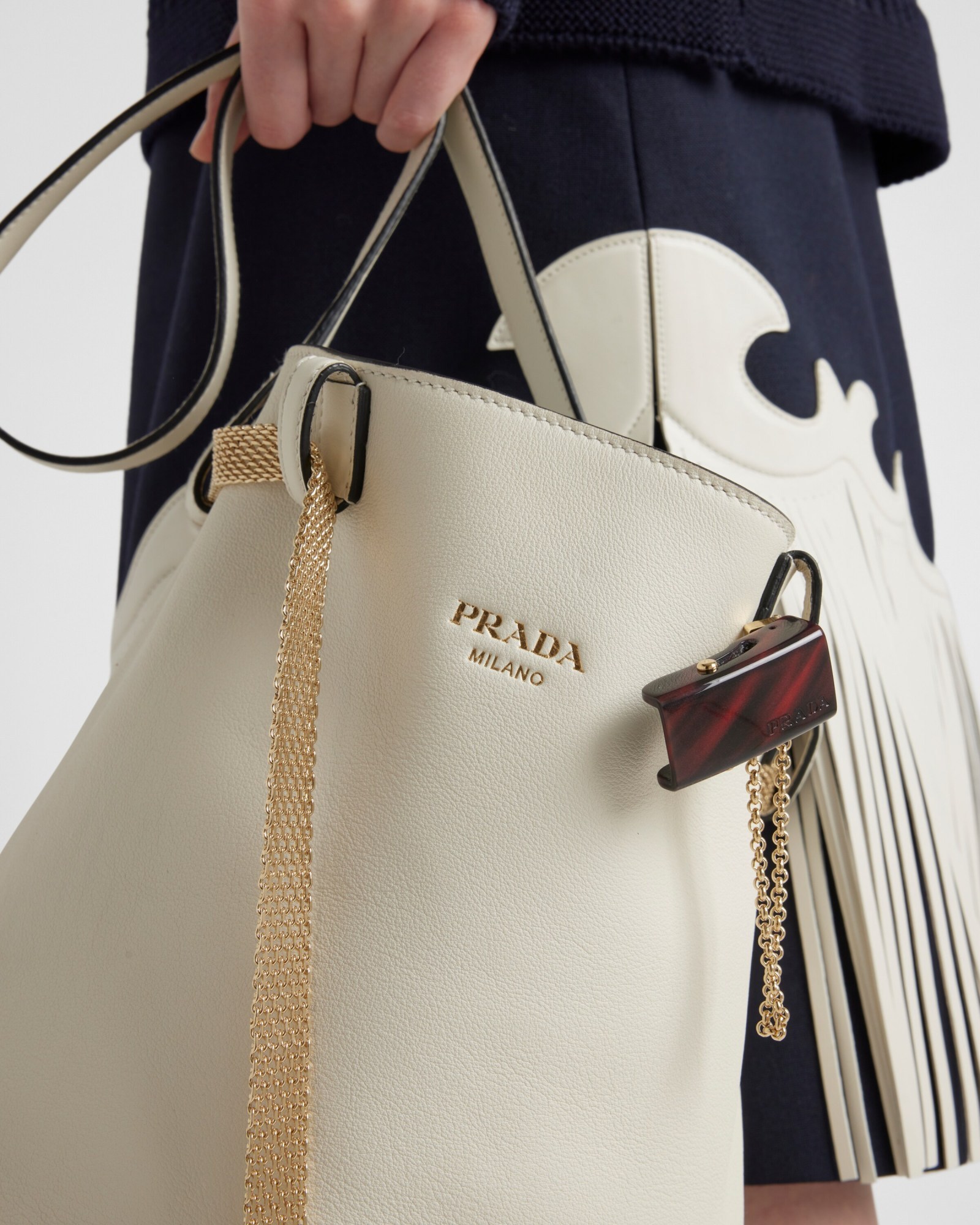Prada Logo-print Shoulder Bag In White/black