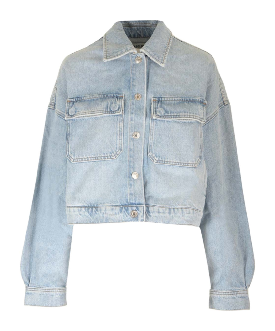 Agolde Luka Cropped Organic Denim Jacket In Gray