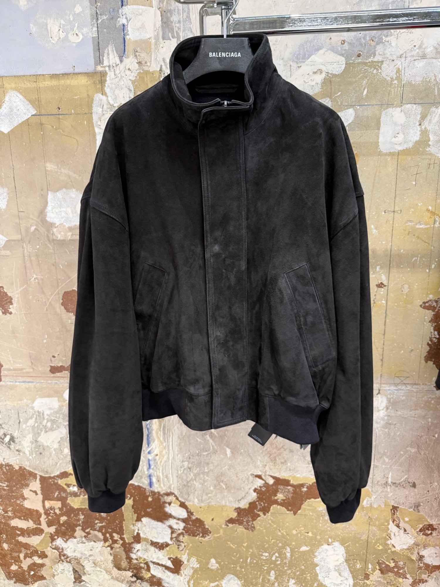 Balenciaga Vintage Suede Jacket In Black