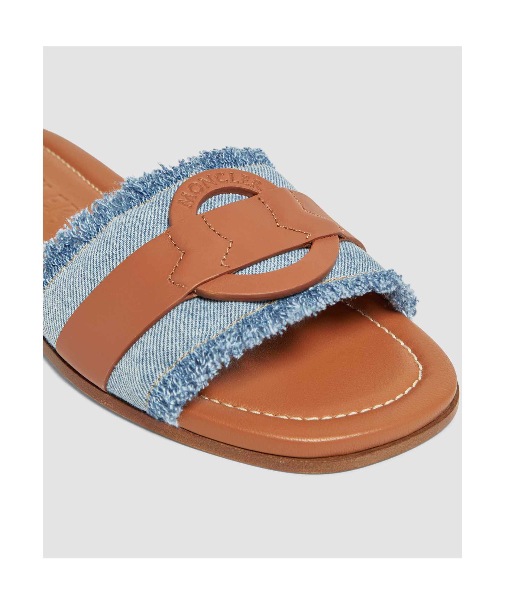 Moncler Bell Denim Slides In Blue
