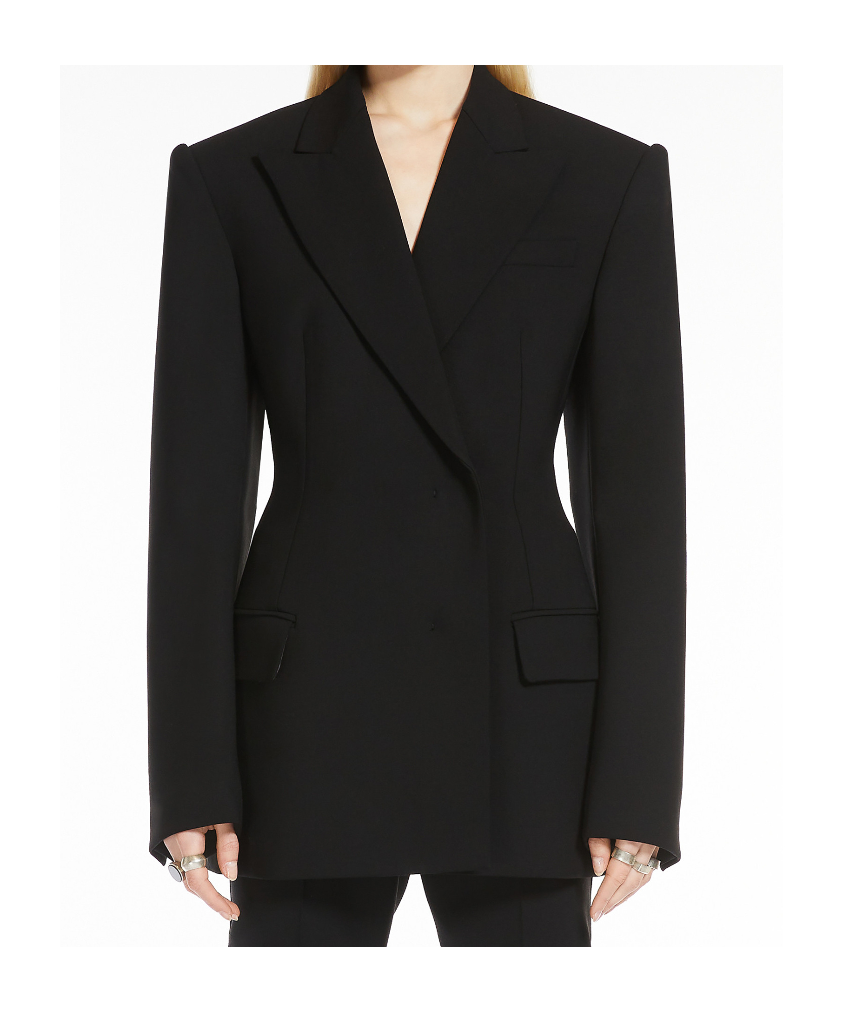 Sportmax 'danzica' Wool Blazer Featuring Flap Pockets In Black