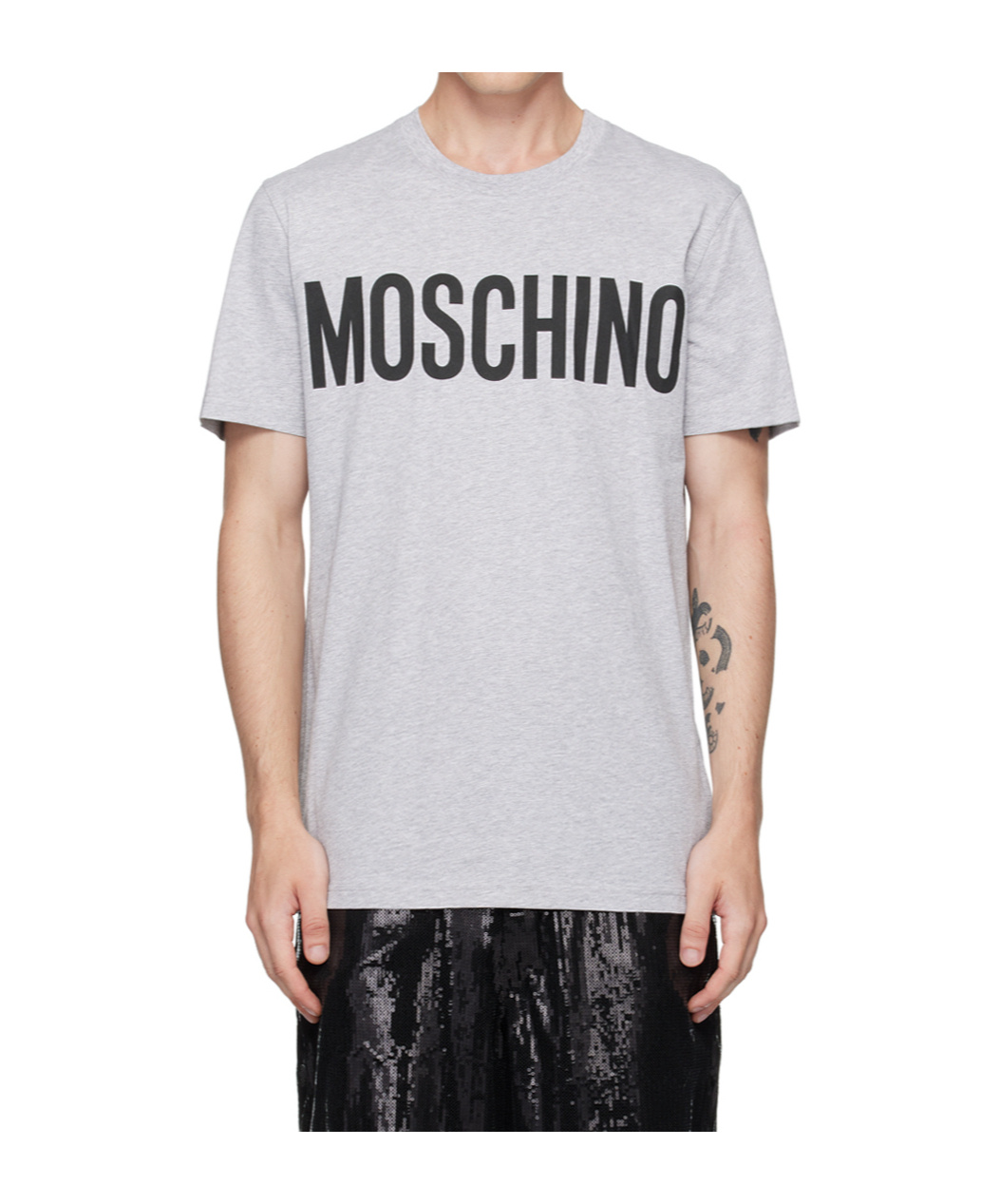 Moschino Gray Bonded Logo T-shirt In White
