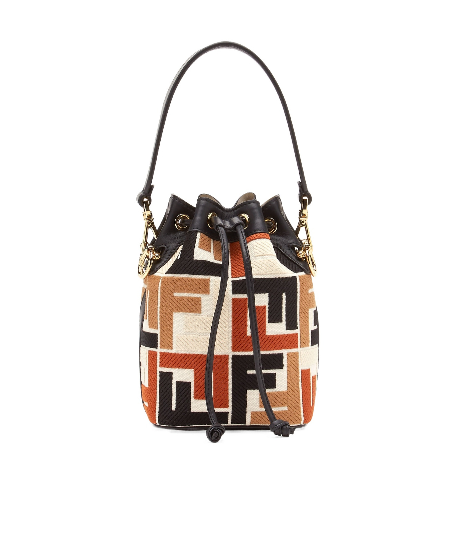 Fendi Multicolour Canvas Mini-bag With Ff Embroidery In Black
