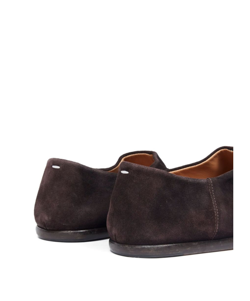 Maison Margiela Tabi Split-toe Suede Collapsible-heel Loafers In Brown