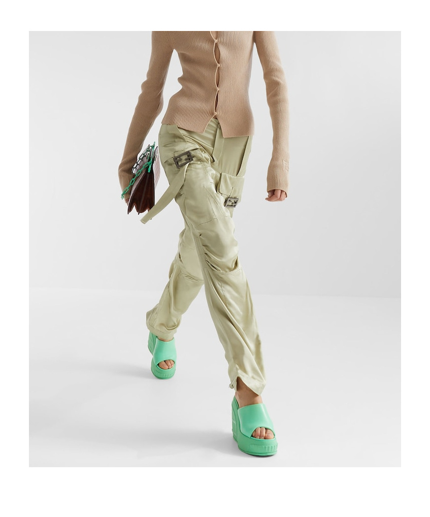 Fendi Trousers Green In Nude