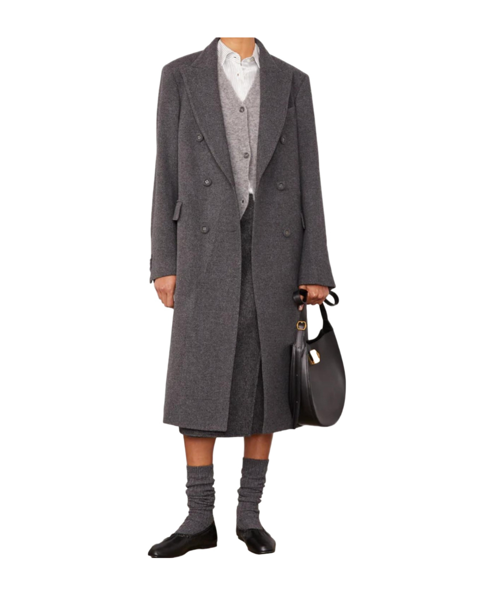 Officine Generale Double-breasted Coat In Gray