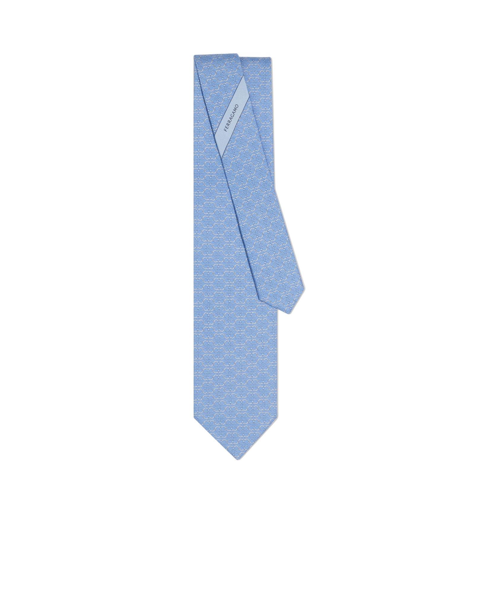 Ferragamo Gancini Printed Silk Tie In Blue
