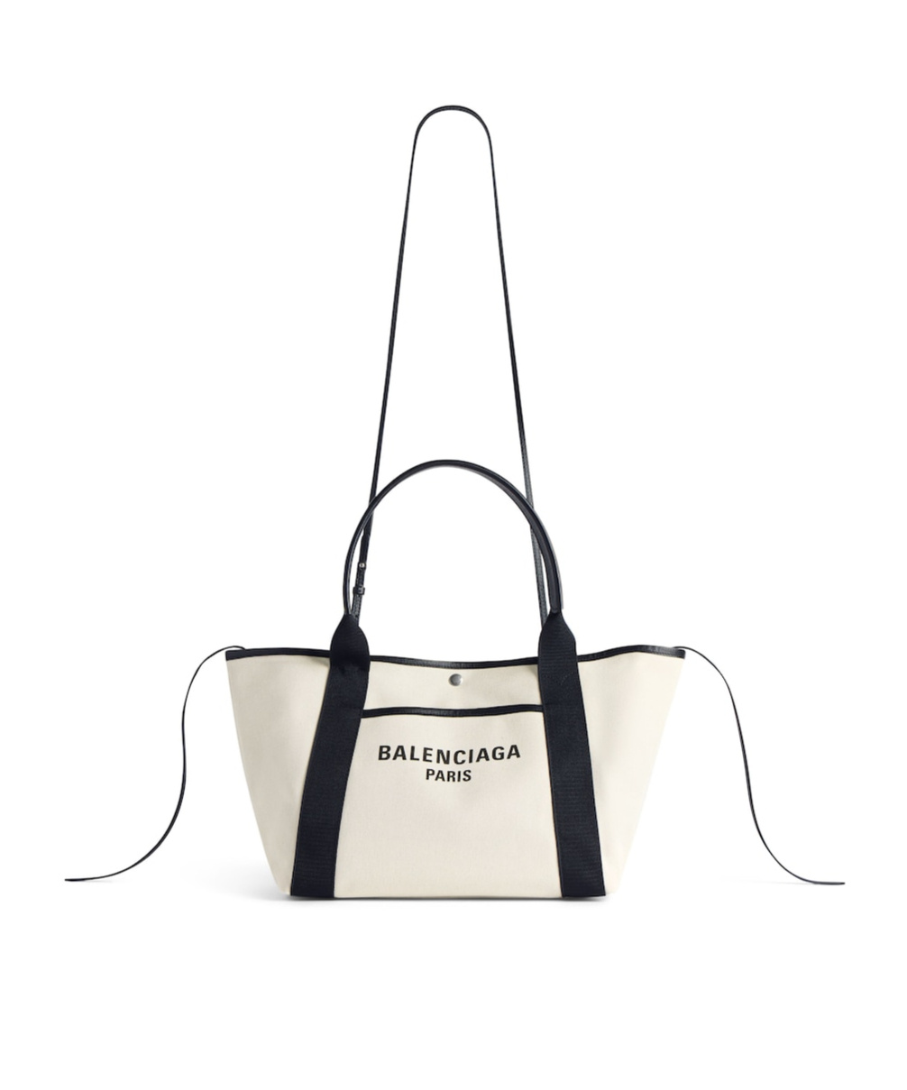 Balenciaga Blackwhite Biarritz S Shopping Bag In White
