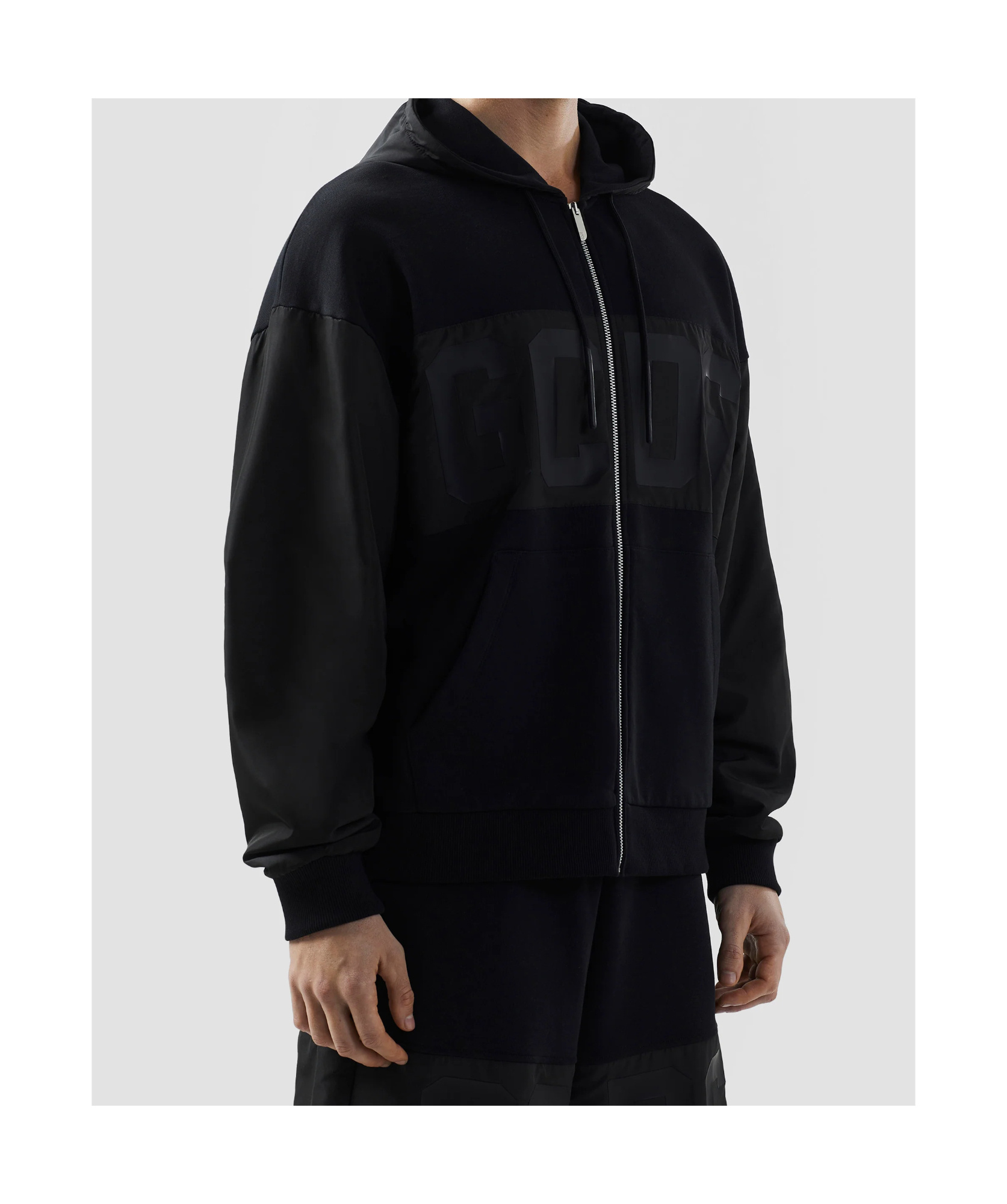 Gcds Cotton Hoodie With Adjustable Drawstring Hood In Black