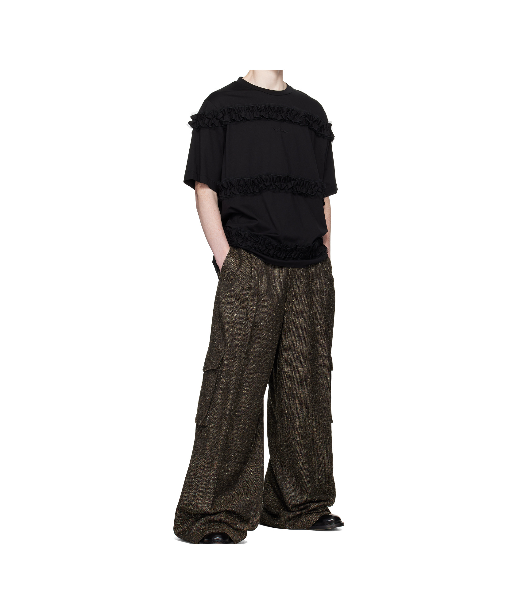 Simone Rocha Ruffle Frill T-shirt In Black