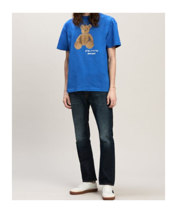 Palm Angels Bear In Mind Printed T-shirt In Blue