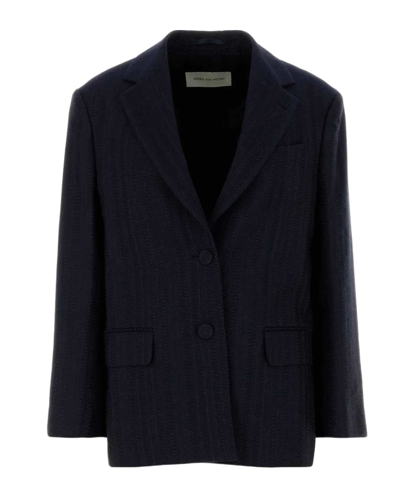 Dries Van Noten Embroidered Wool Blend Birdys Blazer In Black
