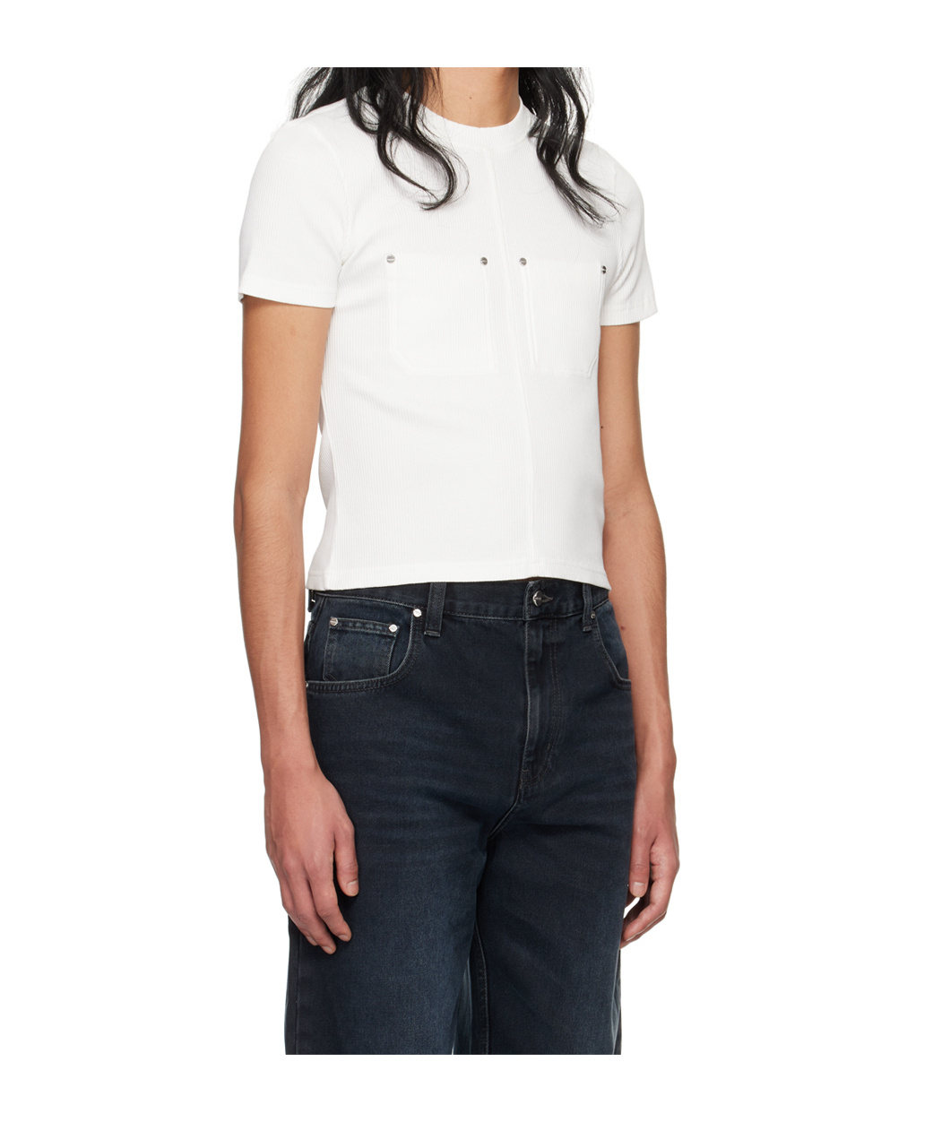 DION LEE SHRUNKEN RIVET-DETAIL T-SHIRT 