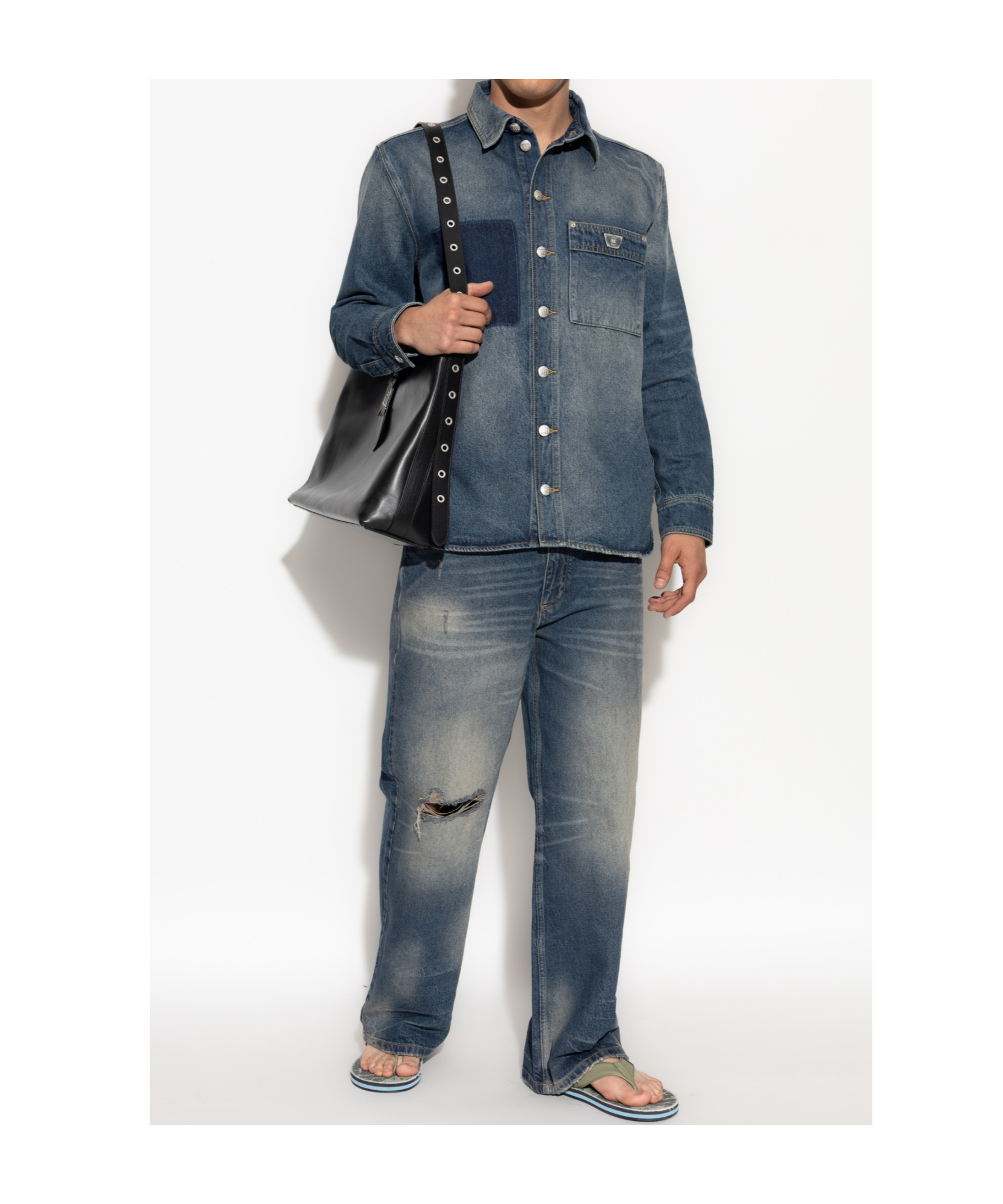 Misbhv Faded Distressed Denim Trousers In Blue