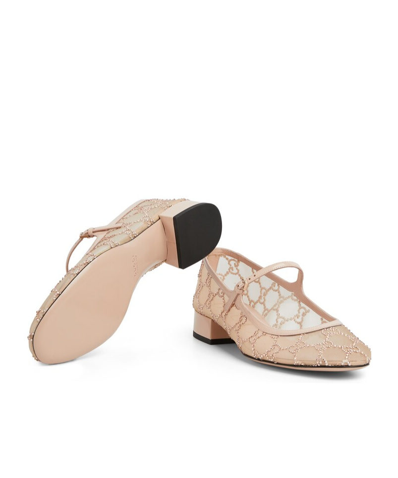 Gucci Women's Gg Crystal Ballet Flat In Pink
