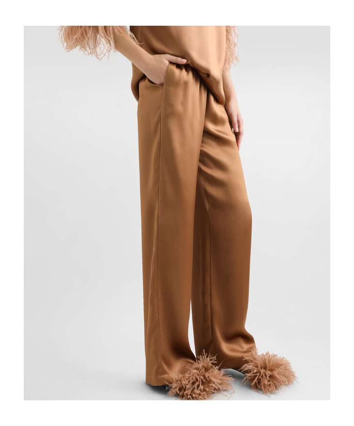 Dolce & Gabbana Silk-satin Straight-leg Pajama Pants In Brown
