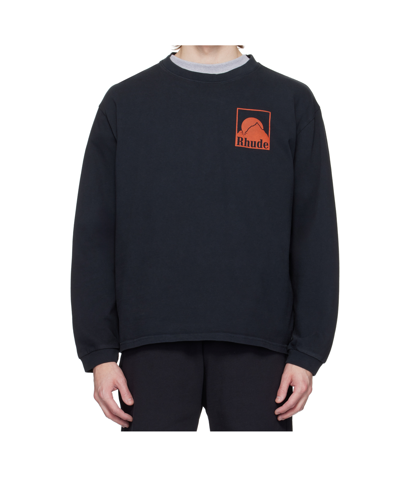 Rhude Black Moonlight Badge Ls T-shirt In Black