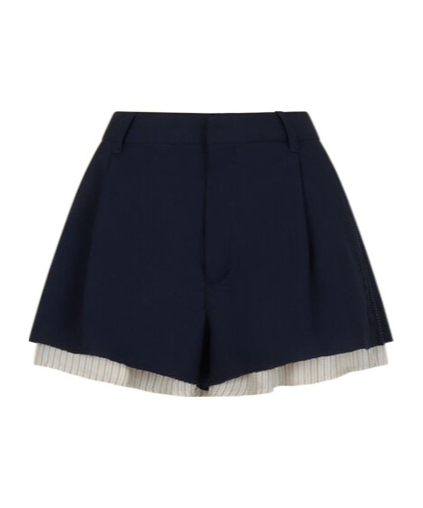 Marni Deep Blue Wool Shorts With Visible Lining