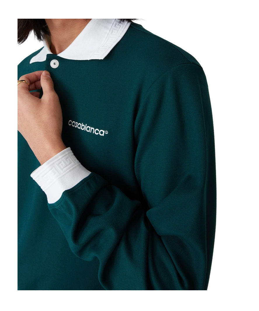 Casablanca Green Polo Shirt With Classic Collar And Logo Lettering On The Front In Green