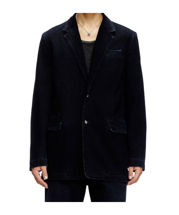 Diesel Blazer In Streaky Denim In Black
