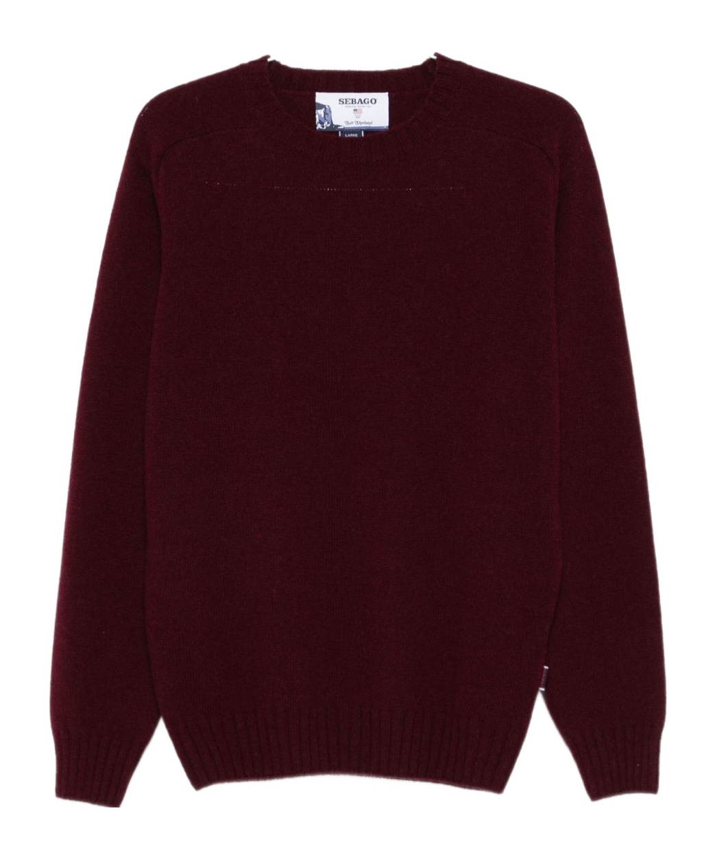 Sebago Deep Red Crew Neck Sweater In Burgundy
