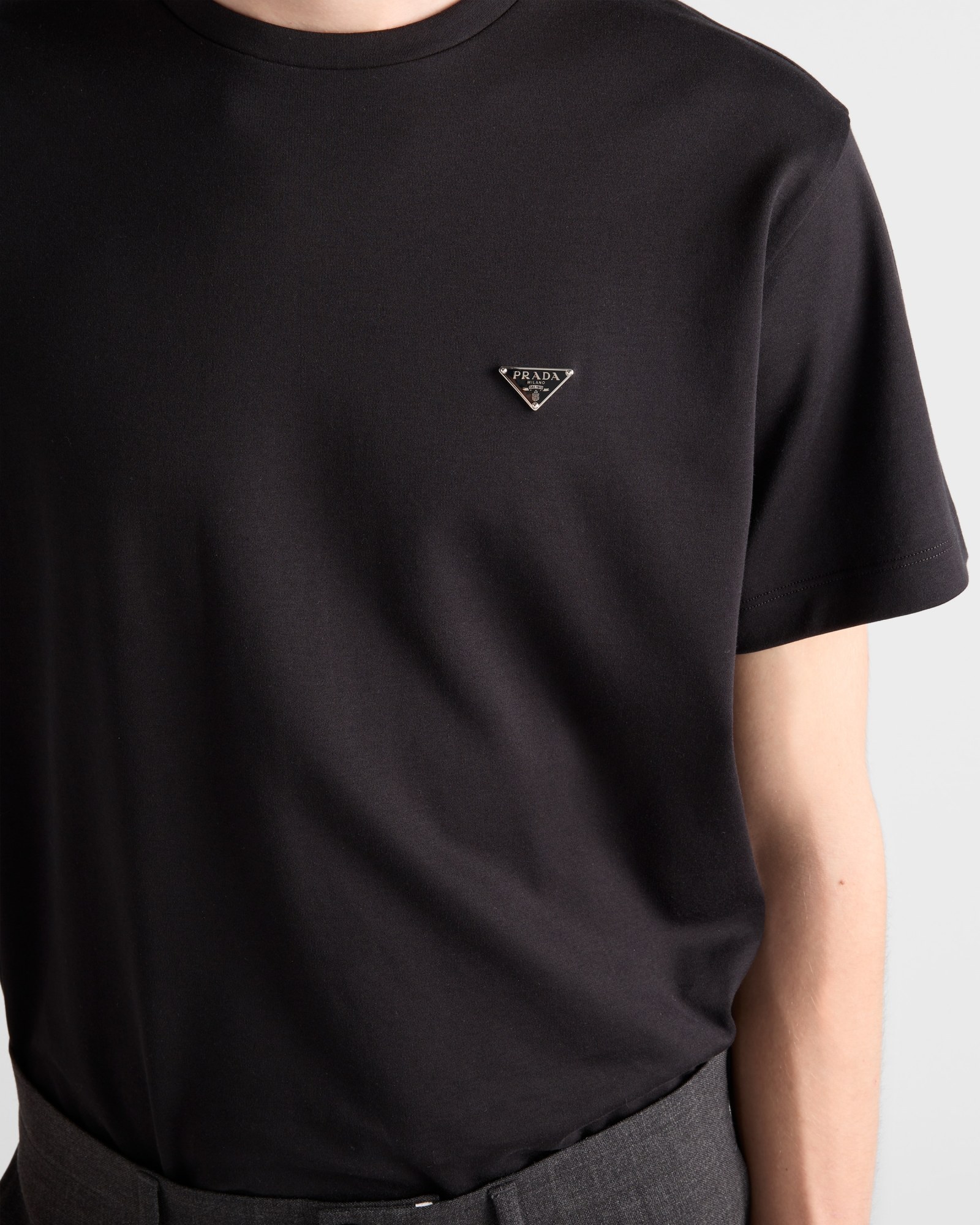 Prada Cotton T-shirt In Black