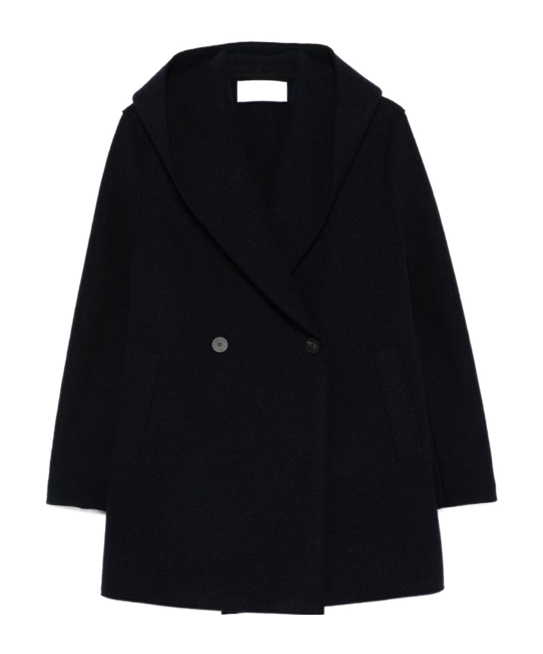 Harris Wharf London Boxy Blue Giacconi Coat With Oversized Collar In Black