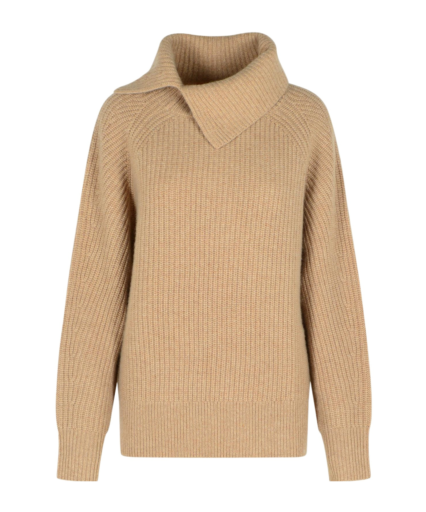 Loulou De Saison Lapel Long-sleeved Sweater In Brown