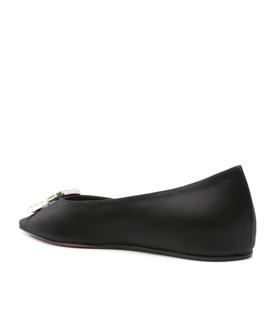 Shop Amina Muaddi Pointed Flat Shoes In Black